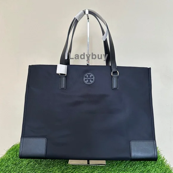 ❇️NWT Tory Burch Ella Nylon Tote Large Travel Shoulder Bag In Black - Picture 1 of 8